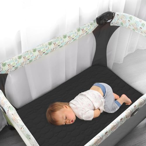 Pack and Play Sheets Fitted Quilted Waterproof Protector, 2 Pack Pad Covers - Image 5