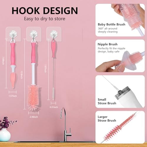 3 in 1 Silicone Bottle Brush Set, Baby Bottle Cleaning Kit - Image 5