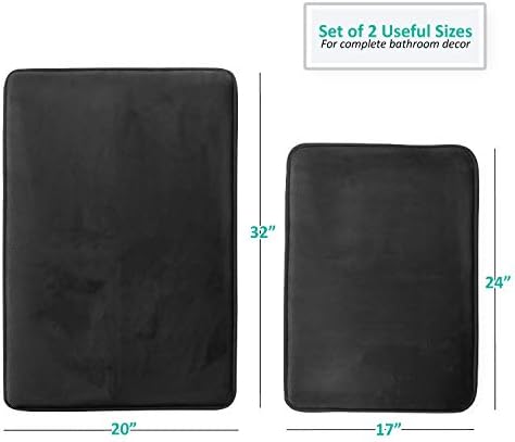 Clara Clark 2 Piece Bathroom Rugs Bath Mat Set, Velvet Memory Foam Bath Mats - Image 3