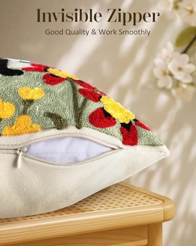 Embroidered Throw Pillow Cover, 20x12 Inch - Image 3