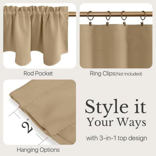 NICETOWN Biscotti Beige Room Darkening Window Valance - Image 3