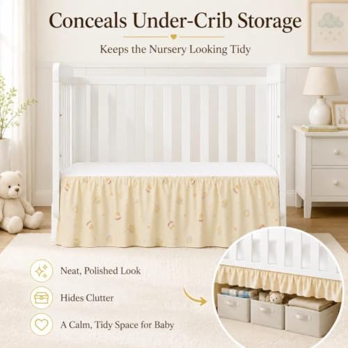 Crib Skirt with Platform, Ruffled Wave Design Baby Bed Skirt - Image 6