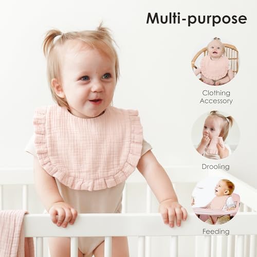 MairMore Muslin Baby Bibs, Ruffle Edge Drool Bibs - Image 5