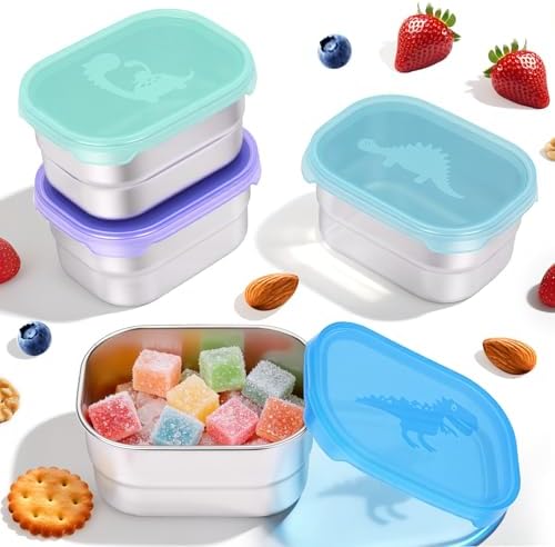 Tanjiae 4×8oz Small Stainless Steel Snack Containers by Tanjiae