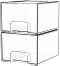 Yieach 2 Pack Clear Stackable Storage Drawers, 4.4'' Tall Acrylic Drawer by Yieach