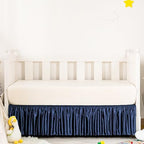 Navy Satin Crib Bed Skirt by Counfeisly