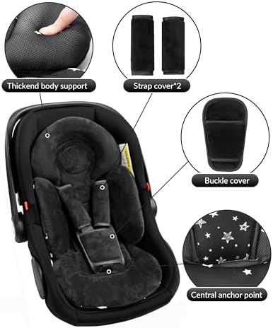 TinlyFinly Newborn Car Seat Insert, Head and Body Support, Reversible Infant - Image 6