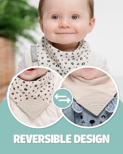 Cheeky Chompers Neckerchew Teething Bib, 2-in-1 Bandana Style Bib w/Food Grade - Image 3