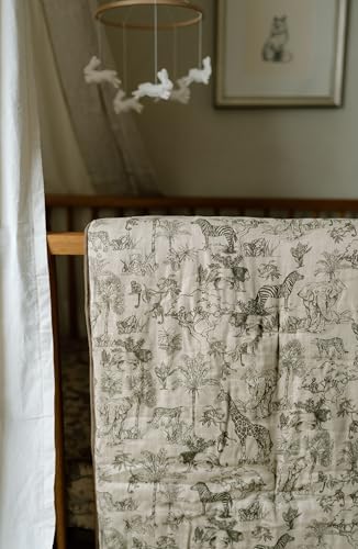 Oilo Vintage Safari Crib Bedding Set, 5-Layer Organic Cotton Muslin Crib Quilt - Image 7
