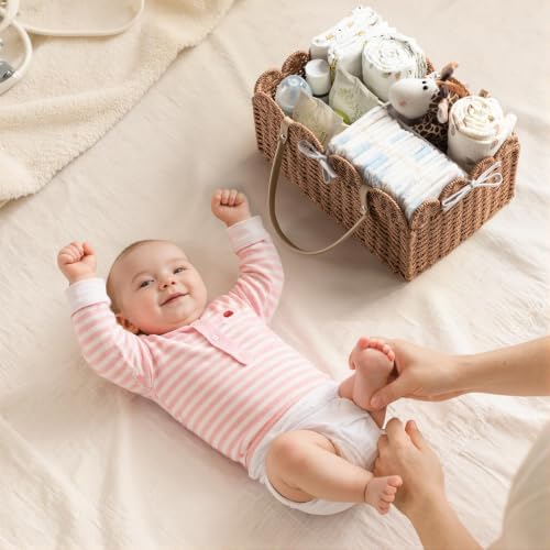HBlife Large Baby Diaper Caddy, Paper Rope Storage Baskets Nursery Bin - Image 6
