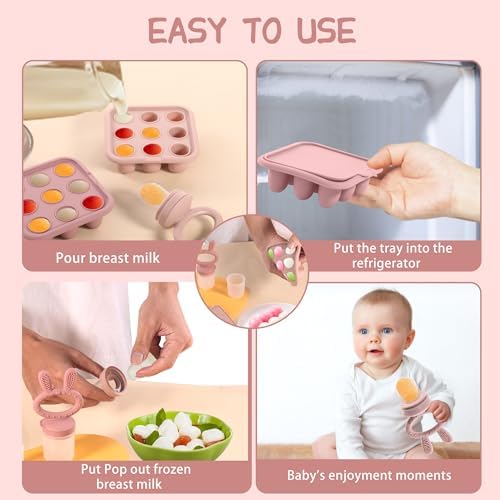 Baby Breastmilk Popsicle Molds & Baby Fruit Feeder, Baby Food Freezer Tray - Image 4