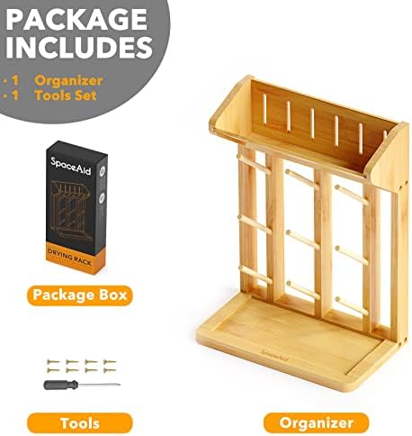 SpaceAid Bamboo Baby Bottle Drying Rack, Space Saving Kitchen Bottles Holder - Image 6