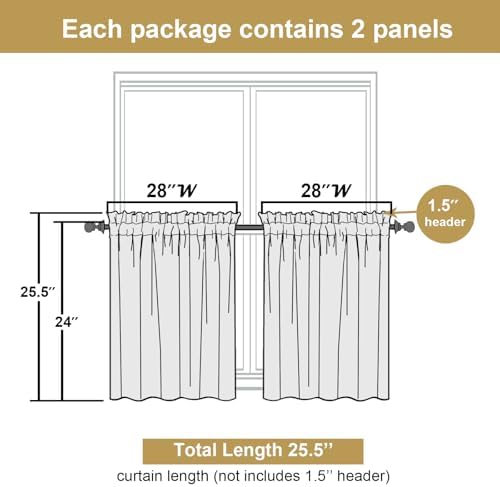 Lecloud Leia Sage Green Sheer Kitchen Curtains 24 Inch Length 2 Pcs, Jacquard - Image 3