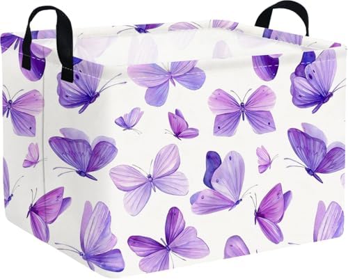 Rectangular Purple butterfly basket, Girls Storage Bin Organizer, Baby Storage by FXOCSHE