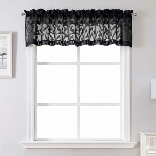 Lecloud Leia Sheer Black Curtains Window Valances by Lecloud