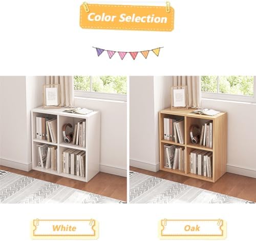 NELYE 4 Cube Organizer Bookcase Oak Open Shelf - Image 5