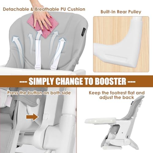 INFANS High Chair for Babies & Toddlers, Foldable Highchair - Image 6