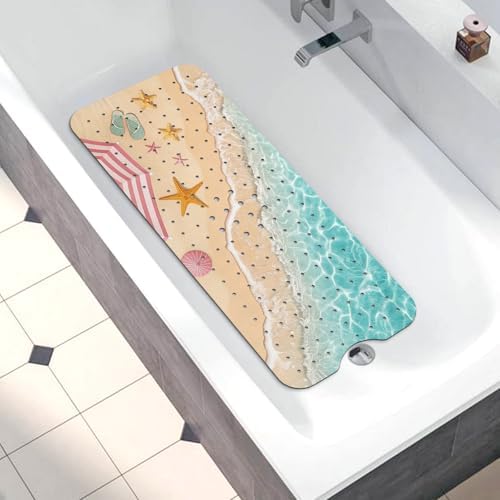 Bathtub Mat Non Slip, Beach Extra Long Bath tub Mat Shower Floor Mat - Image 5