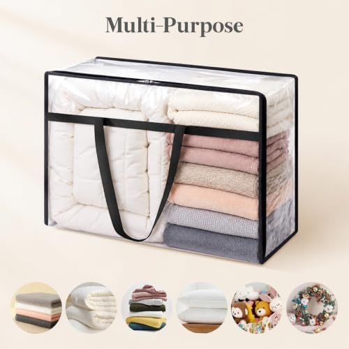 Lifewit 3 Pack Clear Blanket Storage Bags, 60L Plastic Comforter Storage Bag - Image 4