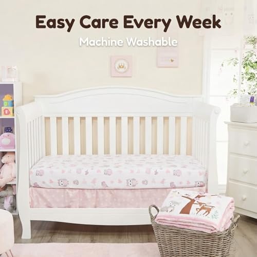 EVERYDAY KIDS 4 Piece Girls Crib Bedding Set - Image 5