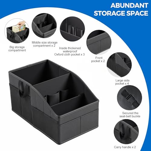 WHHMK Sturdy Leather Car Storage Support Up to 33 LB, Carbon Fiber Texture - Image 6