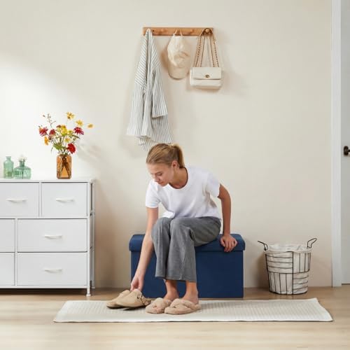 DUMOS 30 Inch Folding Storage Ottoman Bench, Large Hidden Storage Chest - Image 2