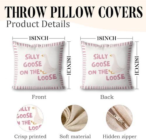 Pretty Pink Silly Goose Pillow Cover Toddler Girl Bedroom Decor - Image 2