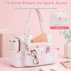 WOBAGMEN Teacher Tote Bag for Women, Quilted Floral Laptop Work Tote - Image 2