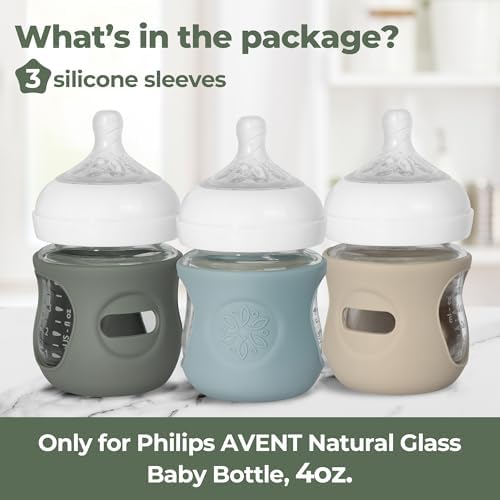 3Pack Silicone Sleeves for Philips Avent Natural Glass Baby Bottles - Image 3