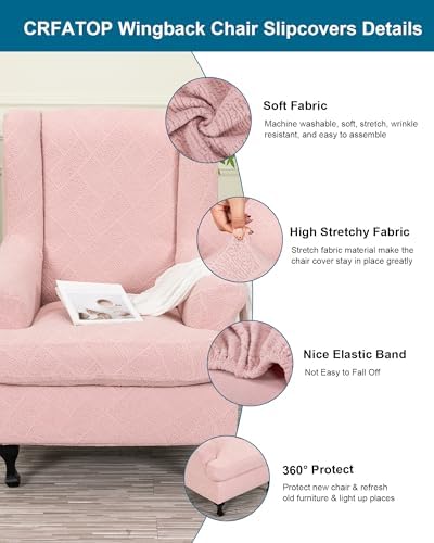 CRFATOP Wingback Chair Covers Stretch Armchair Slipcovers - Image 2