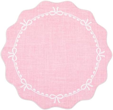 GarveeHome 5ft Round Rugs Washable Scalloped Bow Rug - Image 4