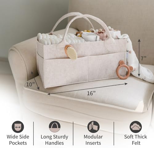 PUTSKA Baby Diaper Caddy Organizer, Felt Nursery Basket, Extra Large - Image 2