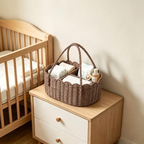 Diaper Caddy Organizer, Paper Rope Storage Baskets Nursery Bin - Image 7