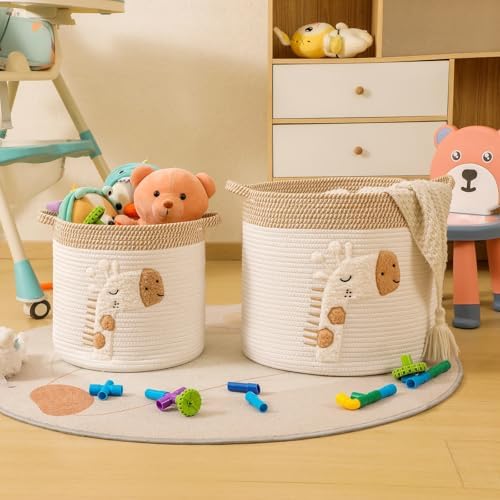 Large Blanket Baskets for Living Room Decor, Toy Storage Baskets 14" x 14" - Image 3
