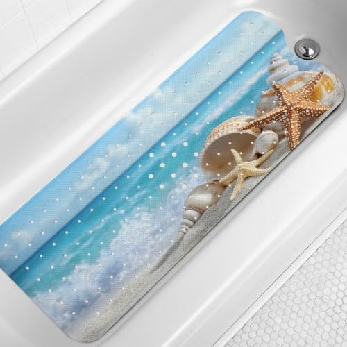 LNOND Summer Beach Bathtub Mat Non Slip, 40 X 16 Inch Tub Mat by Lnond