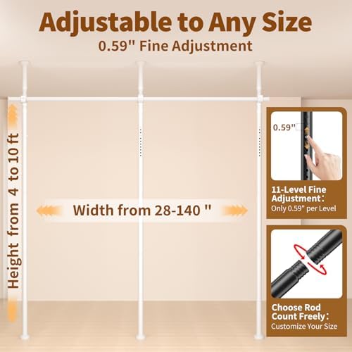 Room Divider for Room Separation, 4-10ft 28-140inch Adjustable Temporary - Image 2