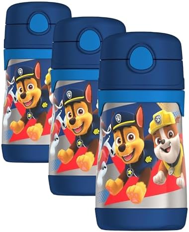 THERMOS Vacuum Insulated Stainless Steel 10oz Straw Bottle, PAW PATROL BOY by Thermos
