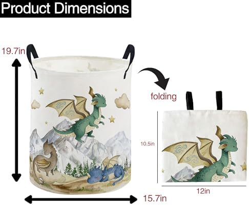 ESSME Kids Laundry Basket, Dinosaur Hamper Collapsible Canvas Waterproof - Image 2