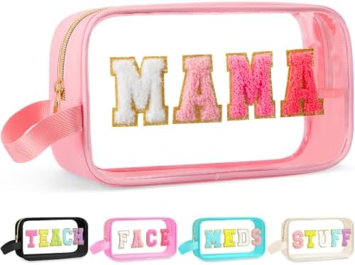 Kacctyen Mama Makeup Bag Mom Pouch Clear Chenille Letter Cosmetic Pouch by Kacctyen