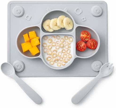 ROCCED Suction Plates for Baby Placemat Spoon Fork Set for Toddlers, Silicone by ROCCED