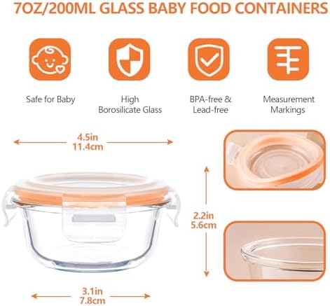 Luvan 7oz Glass Baby Food Containers, 12 Pack - Image 2