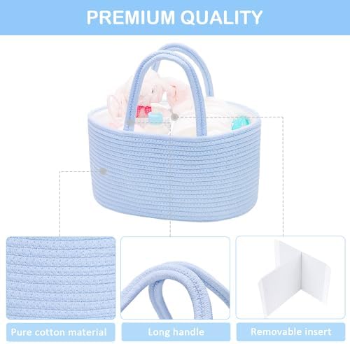 ABenkle Diaper Caddy Organizer, Boho Rustic Cotton Rope Nursery Baby Basket - Image 4