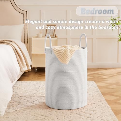 Artfeel Laundry Basket, Woven Cotton Rope Laundry Hamper, 80L - Image 3