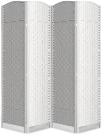 4 Panel Folding Room Divider, Woven Privacy Screen by cocosica