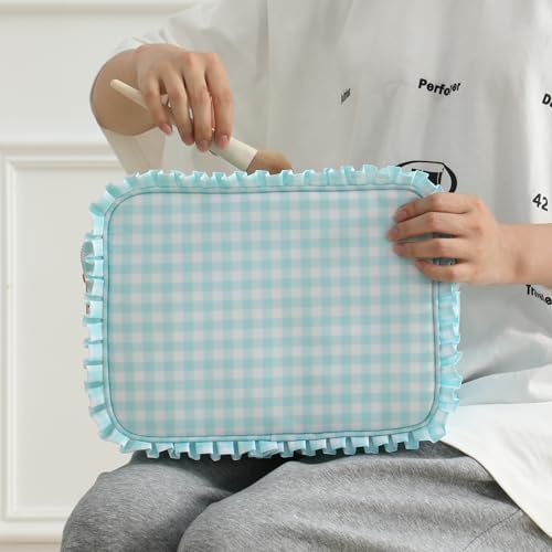 Ruffled Makeup Bag, Mint Gingham - Image 6