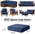 8Pcs Outdoor Cushion Covers, Stretch Patio Furniture Couch Chair Slipcovers - Image 2