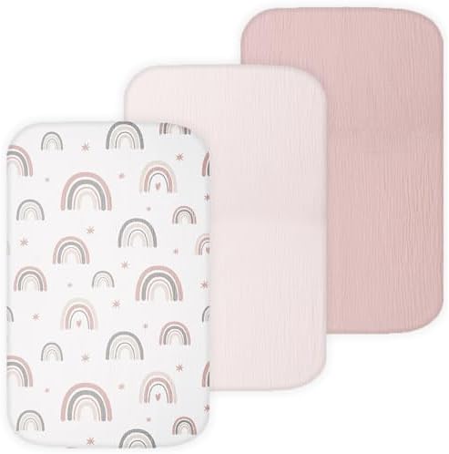 Muslin Bassinet Sheets for Baby Delight Beside Me, Chicco LullaGo, Delta by TANSYPANDA