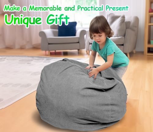 Dafftos Stuffed Animal Storage Bean Bag Chair Corduroy Toy Cover Organize Plush - Image 5