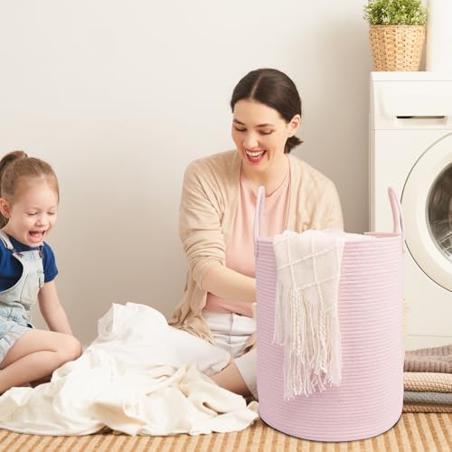 Woven Cotton Rope Laundry Basket - Image 4