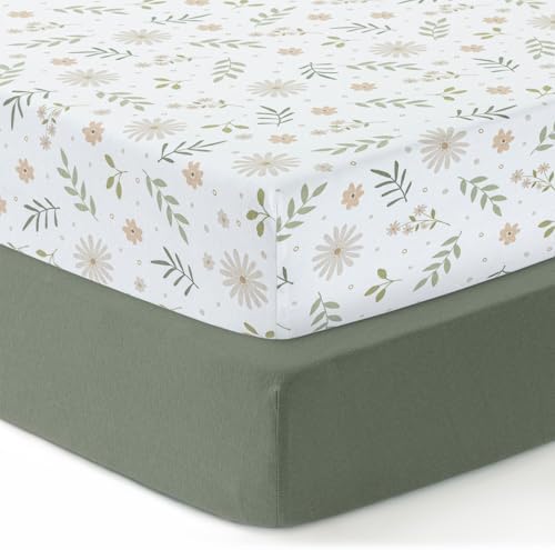 Dreamology Mini Crib Sheets Fitted, 100% Cotton Crib Sheets, 2 Pack by DREAMOLOGY